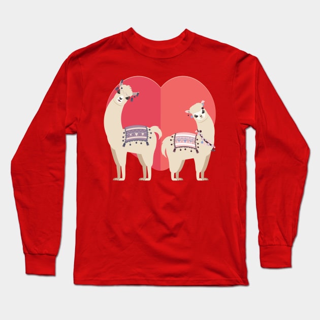 Llama and Alpaca with love Long Sleeve T-Shirt by AnnArtshock